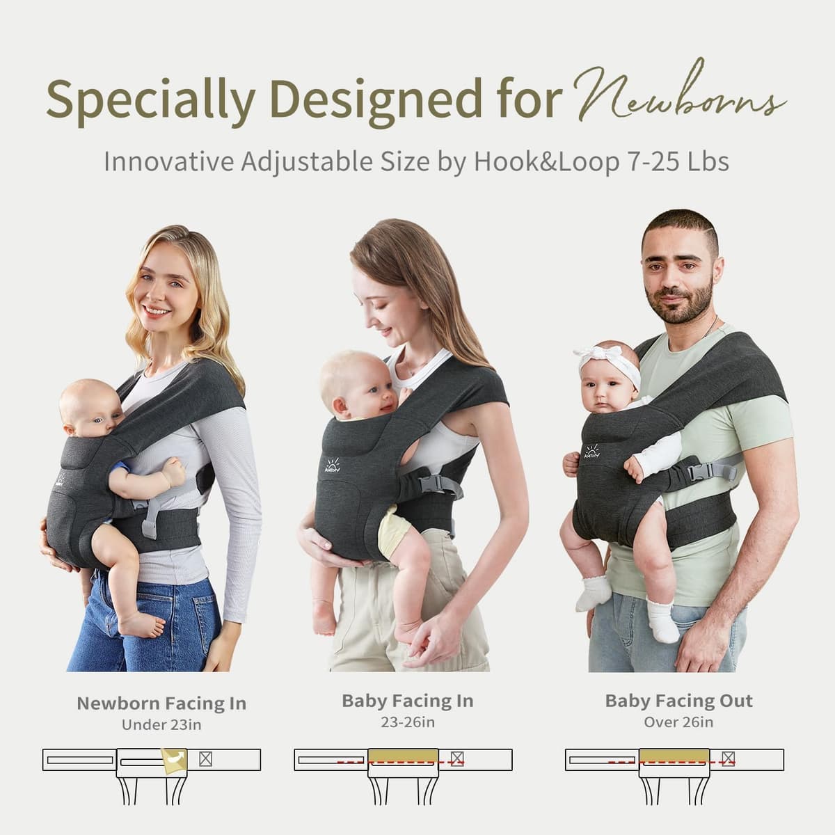 MOMTORY Baby Carrier from Newborns, Comfortable Hip Seat for Baby, 3-12 kg, Ergonomic Carrier for Newborn to Toddler with Velcro Fastening, Easily Adjustable Hip Carrier — view 4
