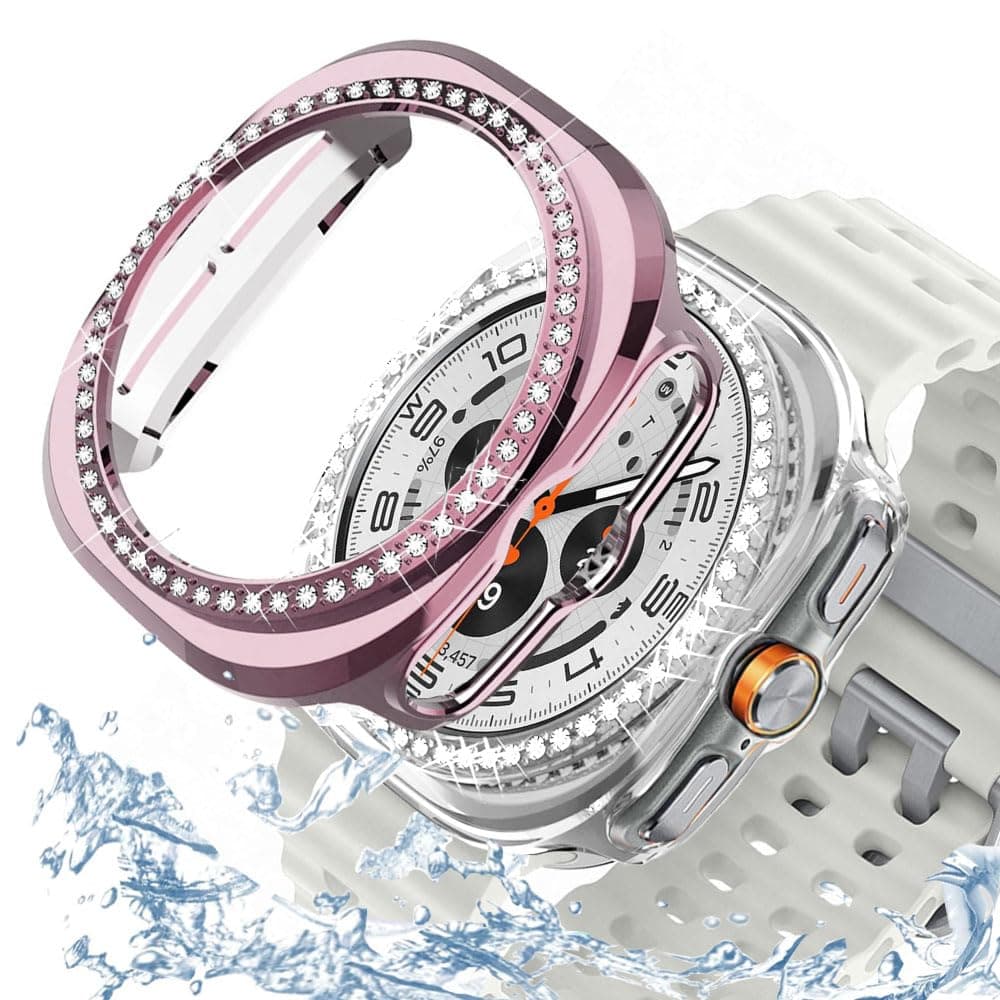 DEALELE [2-PACK] Case Compatible with Samsung Galaxy Watch FE / 5/4 40mm, Bling Double-row Diamond PC Protective Case Protector Cover, 40mm, Rose gold + Transparent — view 50