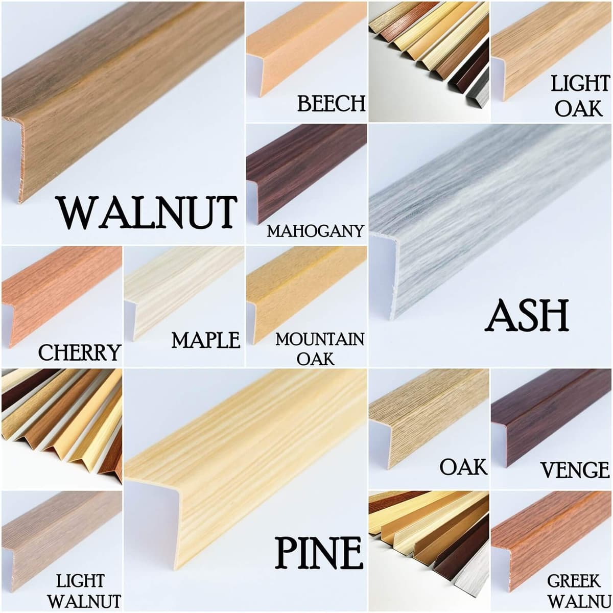 Wood Effect Plastic PVC Corner 90 Degree 2.5 Meters Angle Trim Wall Edge Protector Various Sizes by TMW Profiles (20mm x 20mm x 2.5M, Ash Tree) — view 5