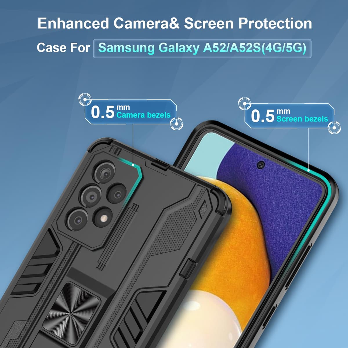 Funda para CMF Phone 2 Pro, Carcasa Antigolpes con Soporte anular metálico, Case Protectora de Grado Militar, Negro — view 1416