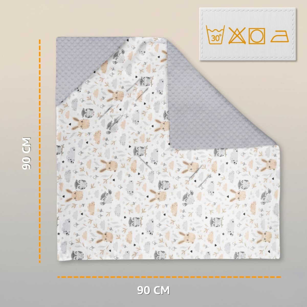 Manta porteo saco para silla de coche paseo capazo y carro verano 90x90 cm - universal arrullo cobertor cochecito para niños y niñas lavable y transpirable Minky Oeko-Tex Jirafas — view 2