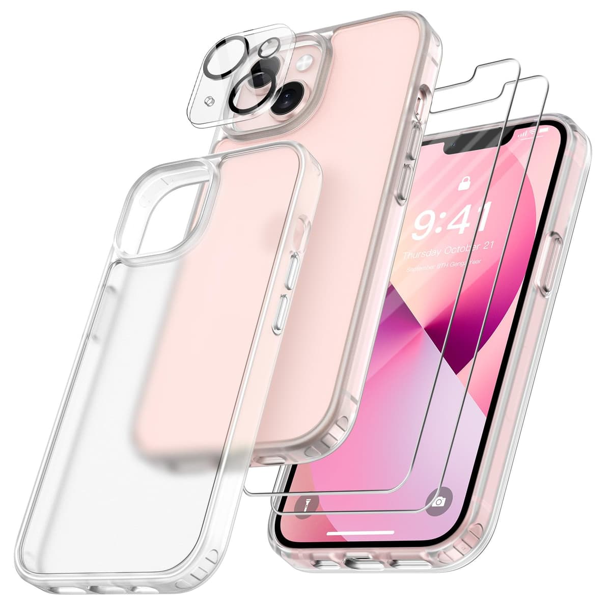 FLLAO 4 en 1 Funda para iPhone 15 con 2 Protector Pantalla y 1 Protector Lente Cámara, [Almohadilla de Aire integrada] Antigolpes Antiarañazos Carcasa 6,1 Pulgadas, Transparente — view 15