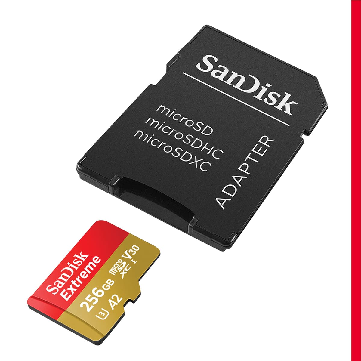 SanDisk Extreme Tarjeta Micro SDXC 256GB + adaptador SD, (Para teléfonos inteligentes, cámaras de acción, drones) V30, hasta 190 MB/s, RescuePRO Deluxe, A2 C10 U3 UHS-I — view 2
