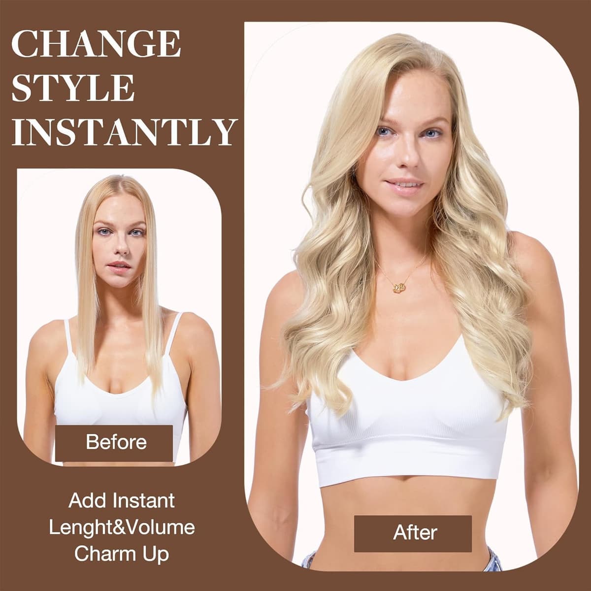 GOO GOO Clip in Hair Extensions Human Hair, 18inch 150g 9Pcs, #2 Dark Brown, Hair extensions for women, Human Hair Extensions Clip in — view 109