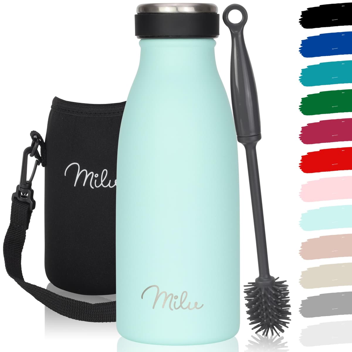 Milu Stainless Steel Drinking Bottle 1500 ml - Insulated Thermo Flask for Water - Leak Proof, Insulated and Double Walled, Carbonated (Granite Navy Blue, 1,5L) — view 49