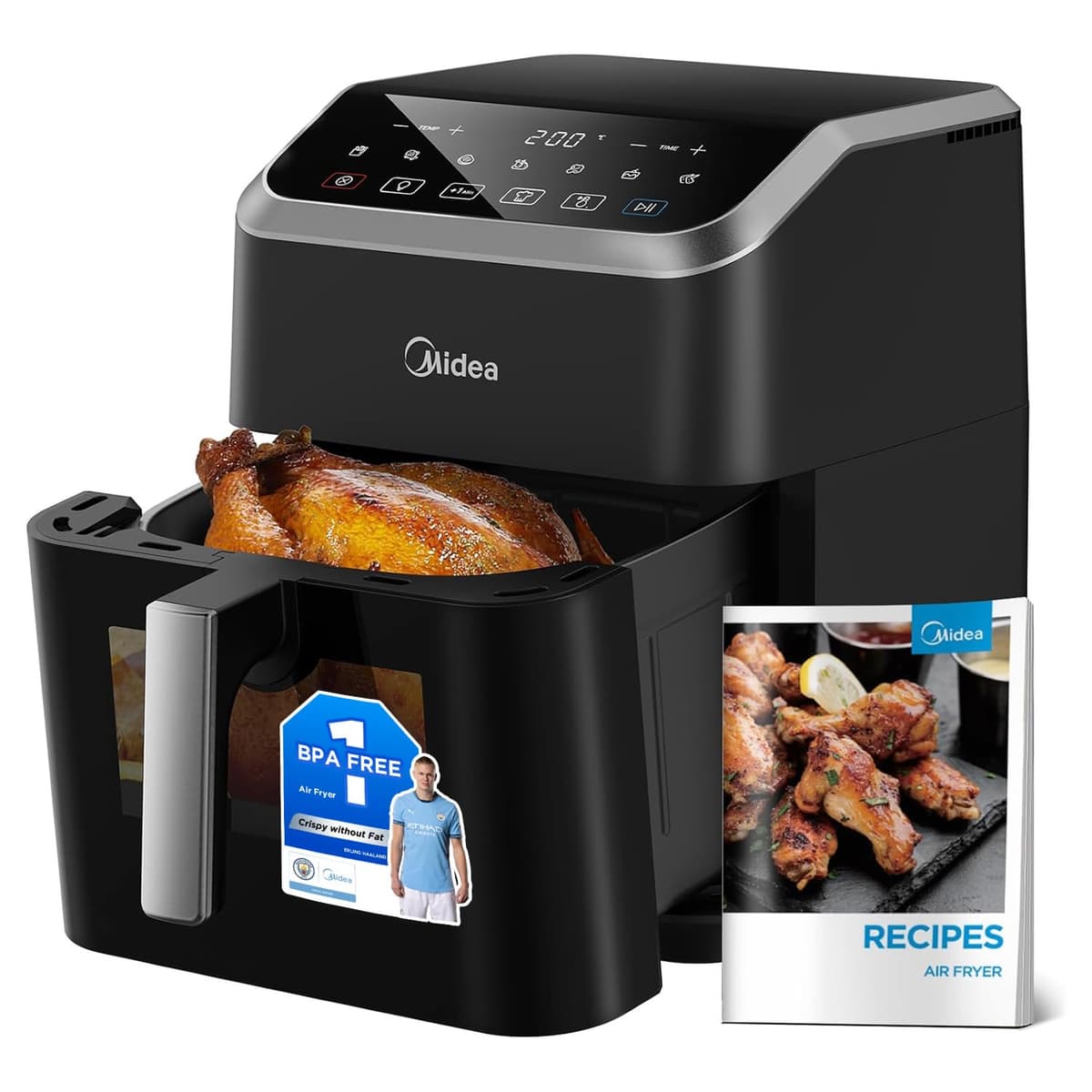 Midea Compact 2L Air Fryer – 12 Preset Menus, Adjustable Timer, 80-200°C Temperature Control, 1150W, Dishwasher-Safe Non-Stick Basket, BPA-Free, Space-Saving Design – Ideal for Small Kitchens (Black) — view 11