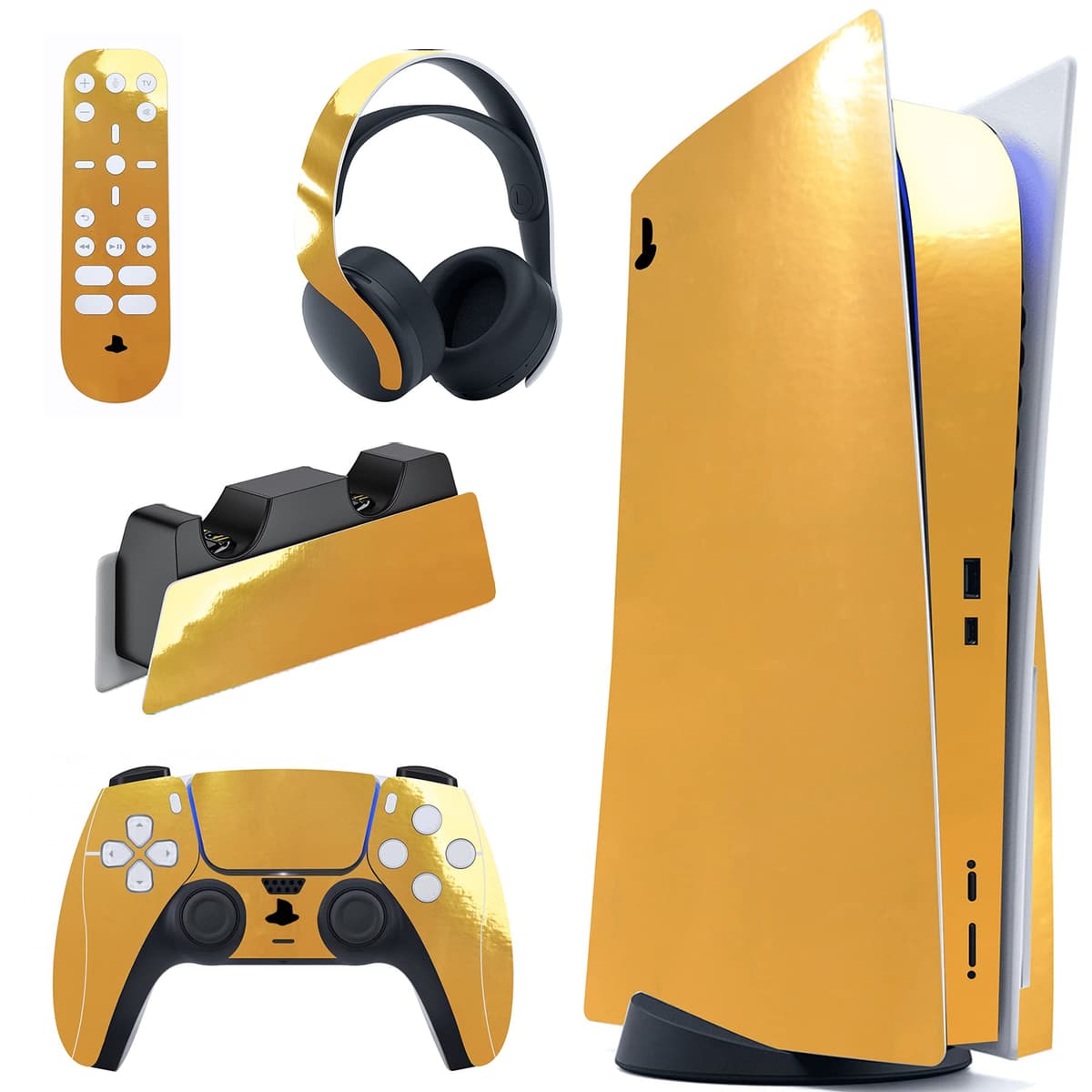 PlayVital Neon Dragoon Full Set Skin Decal for PS5 Console Disc Edition, Sticker Vinyl Decal Cover for PS5 Controller & Charging Station & Headset & Media Remote — view 14
