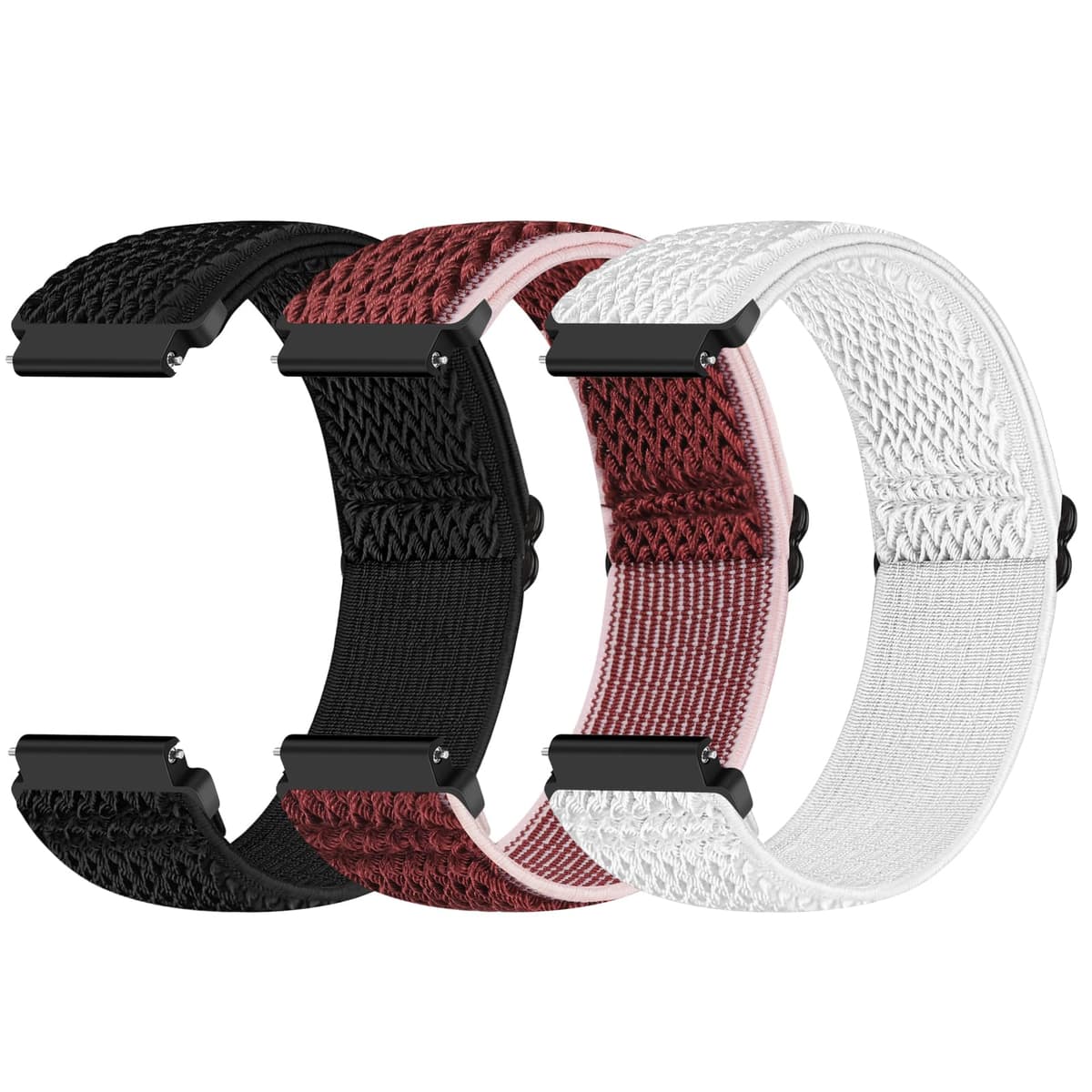 Yunshare Quick Release Watch Strap 18mm 19mm 20mm 22mm 24mm, Elastic Nylon Watch Bands Women Men for Samsung/Garmin/Fossil/Amazfit/Huawei/COROS/Xiaomi Replacement Wristband, 3pcs — view 19