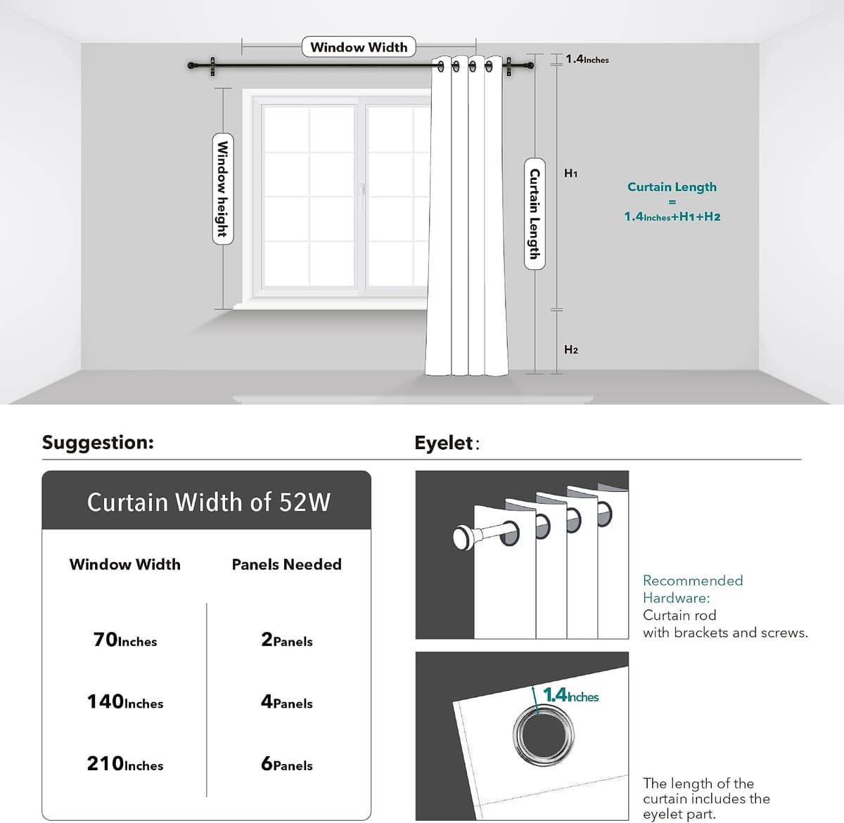 Deconovo Blackout Curtains for Living Room 52 x 84 Inch, Eyelet Curtains Thermal Insulated Silver Wave Line Foil Printed Curtains, Light Grey, 2 Panels — view 5