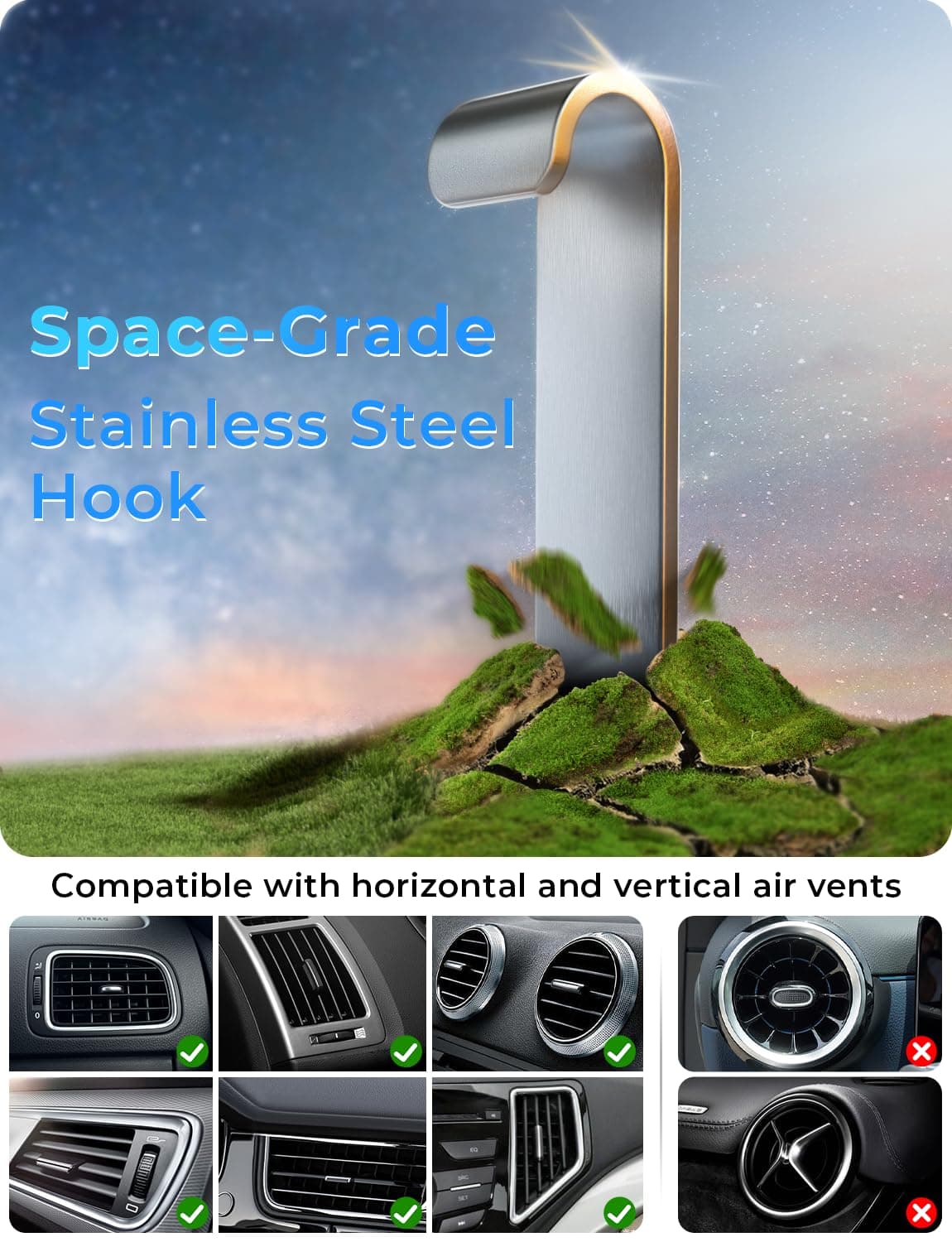 Soporte Móvil Coche Porta Telephone: [360°Rotación & Liberación de un Botón] Suporte Sujeta Teléfono Coche del Aire Ventilación, Cunas de teléfonos móviles Coches para iPhone/Samsung/Huawei/Xiaomi — view 6