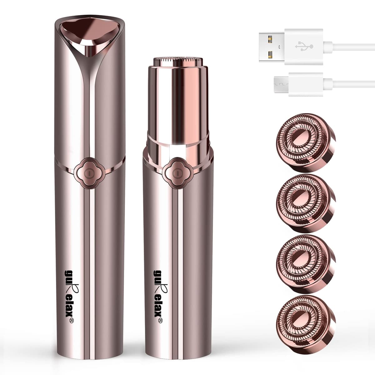 Gurelax Touch - Depilación facial para mujer, sin dolor, dispositivo recargable, 2 cabezales de repuesto, afeitadora facial Peach para labio superior y barbilla — view 16