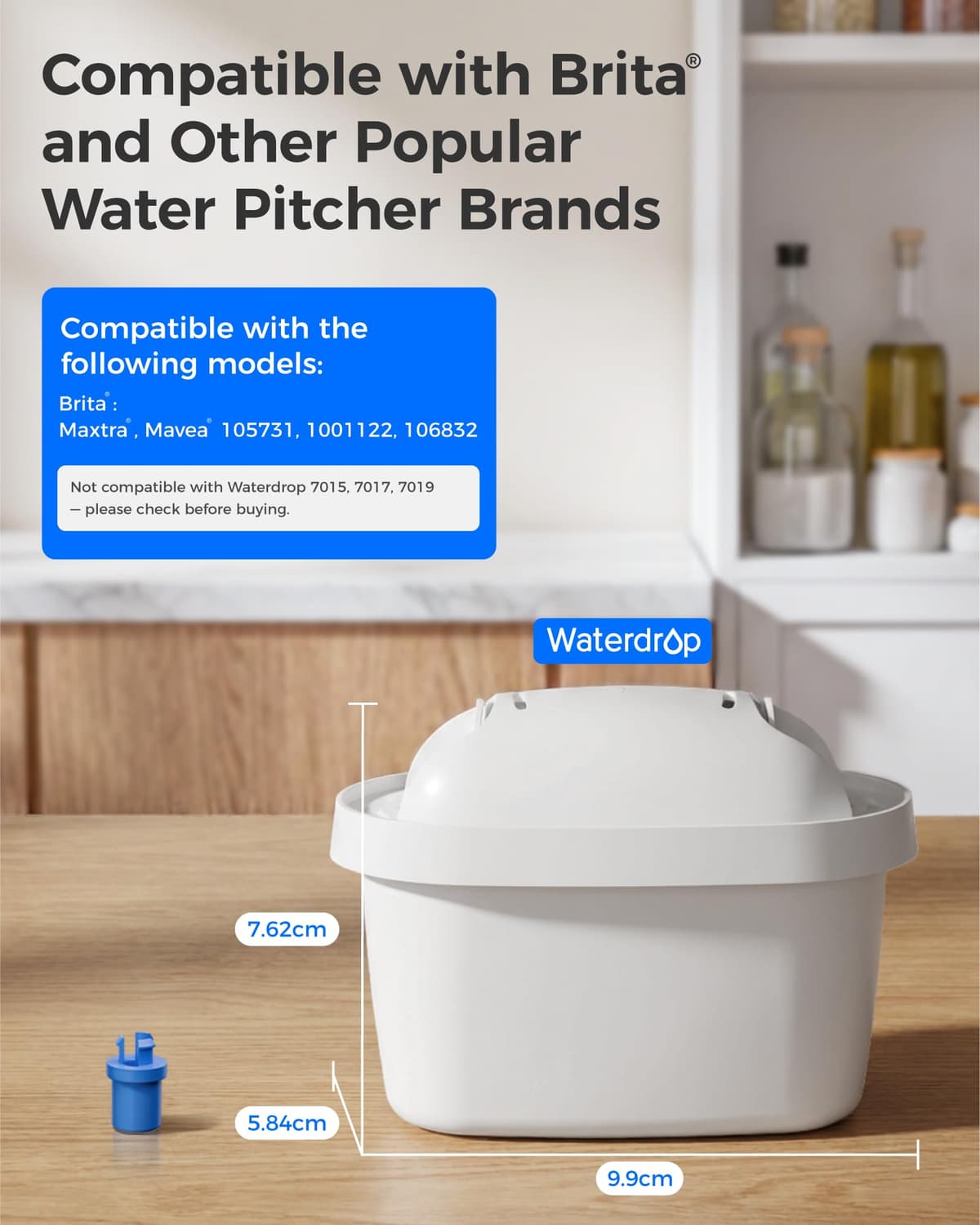 Waterdrop Water Filter Cartridges, Replacement for Brita® Maxtra+® Plus, Maxtra Pro® All-in-1, Compatible with Brita® Marella® Jug and Kettle, Reduce PFAS, PFOA/PFOS, TÜV SÜD, NSF Certified (6) — view 3