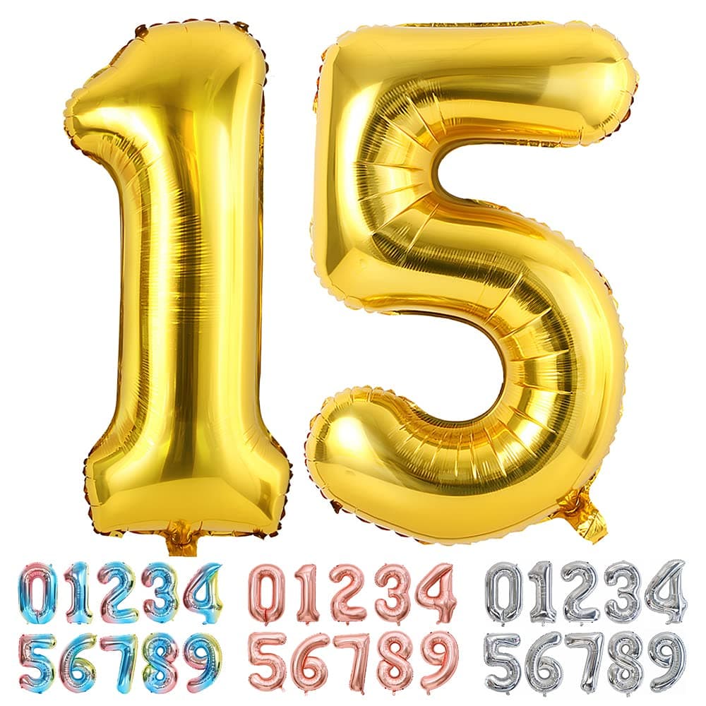 Foil Globo Número 5 Azul 40" (101cm), Inflable Helio o aire, Gigante Numeros 0-9, 10-19, 20-29, 30-100, Grande Globos Decoración para La Boda Aniversario y Cumpleaños Fiestas — view 345