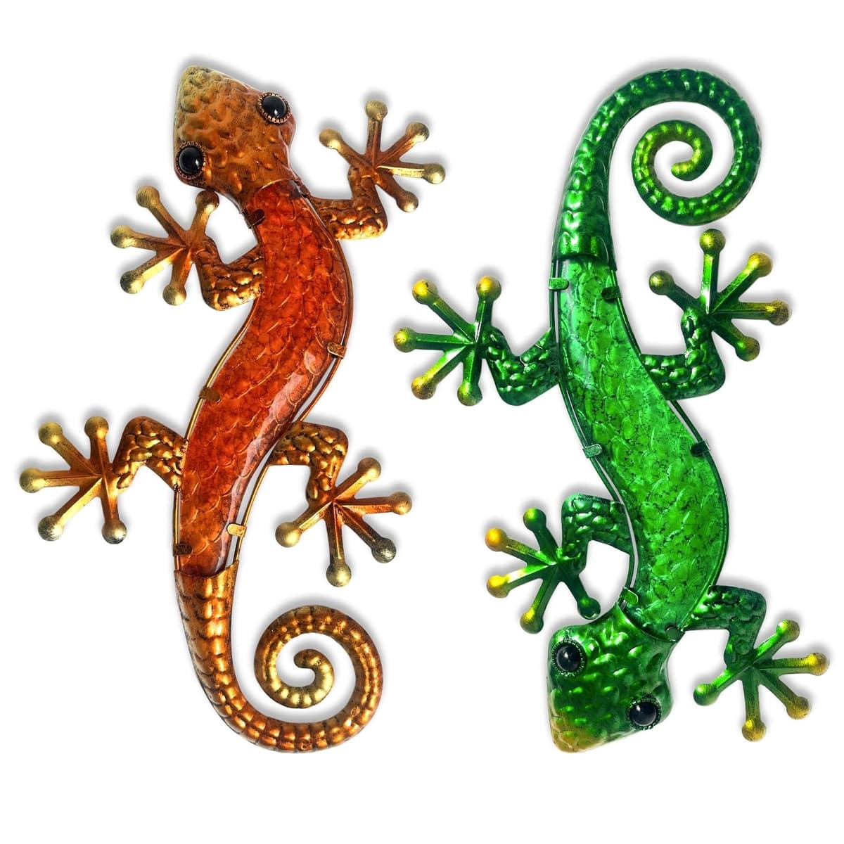 HONGLAND Metal Gecko Wall Art 2 Pack 15 Inch Lizard Outdoor Decor Hanging Glass Sculpture Decoration for Garden Fence Home — view 13