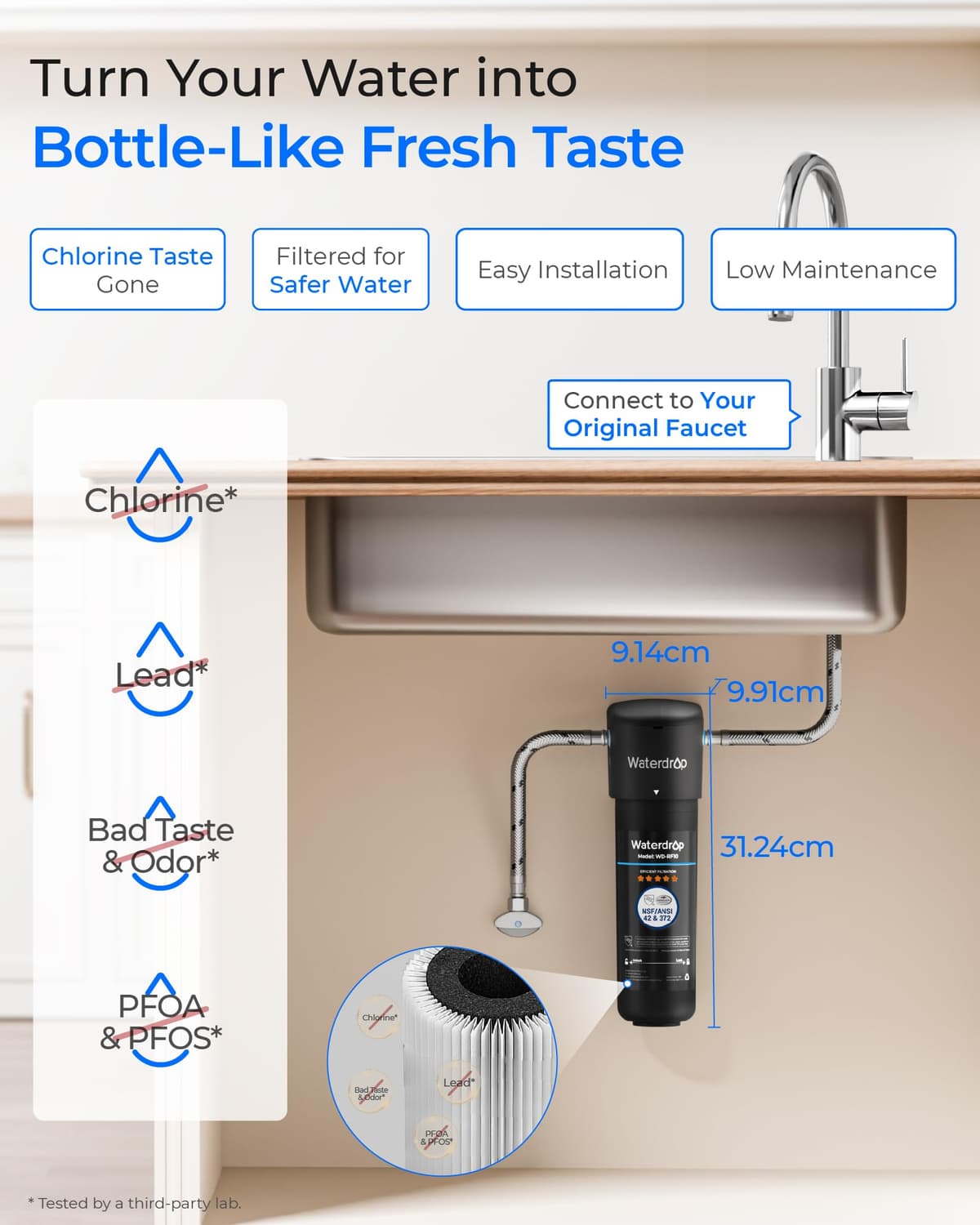 Waterdrop 10UA Sistema de Filtro de Agua para Debajo del Fregadero, 30.000 Litros Sistema de Filtrado de Agua de Alta Capacidad, Certificado NSF/ANSI 42, Reduce el 99,99% de Plomo, Cloro, Mal Sabor — view 2