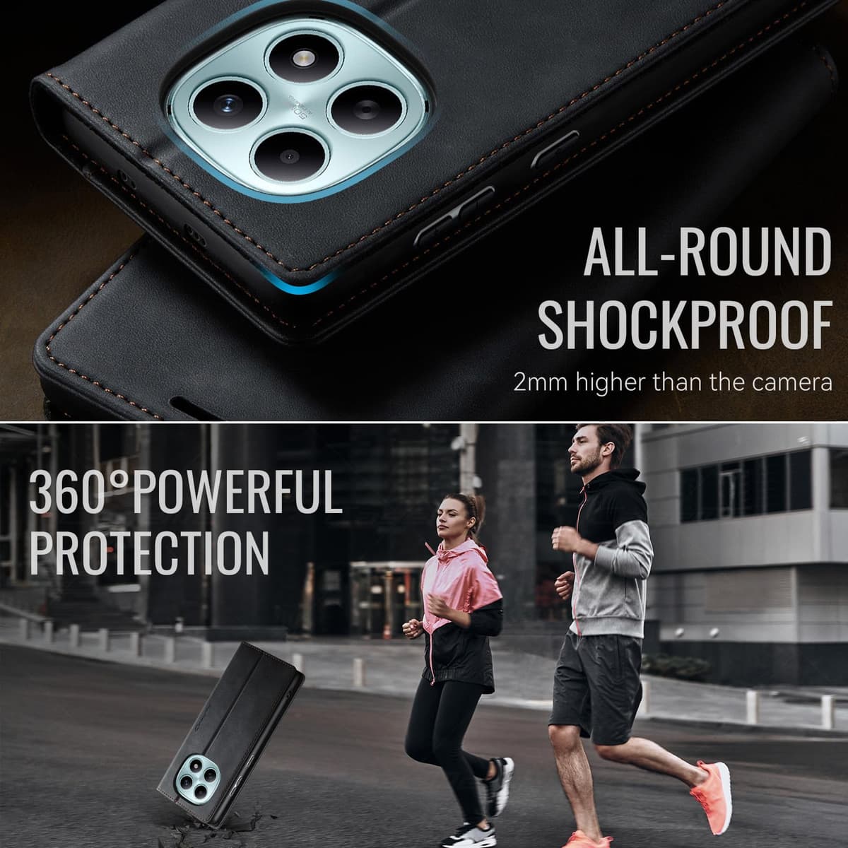 owlhold Funda para Xiaomi Redmi Note 15 4G/5G,Funda Avanzado PU Piel [Bloqueo RFID][Tarjetas y Billetera][Soporte Plegable][Cierre Magnético] Antigolpes Libro Case Carcasa para Redmi Note 15 -Negro — view 4