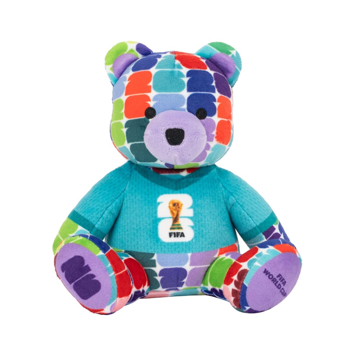 FIFA World Cup 26 6-Inch Colourful Football Bear Plush - Official 2026 World Cup Collectible with FIFA Trophy Logo Tee - Ages 3+