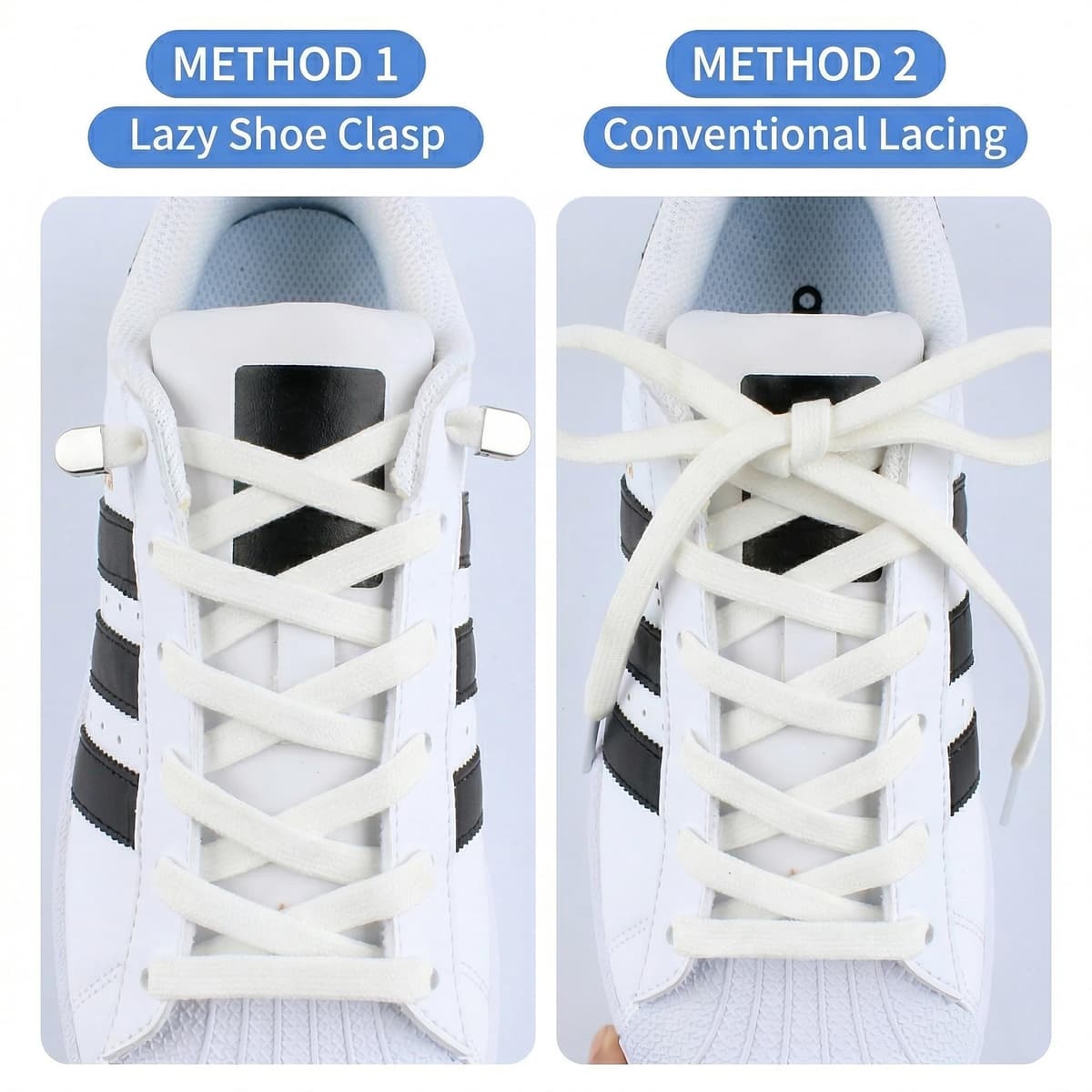 2 pares de cordones elásticos sin atar para tenis, cordones planos elásticos sin atar, cordones planos ajustables con cordones de metal — view 5