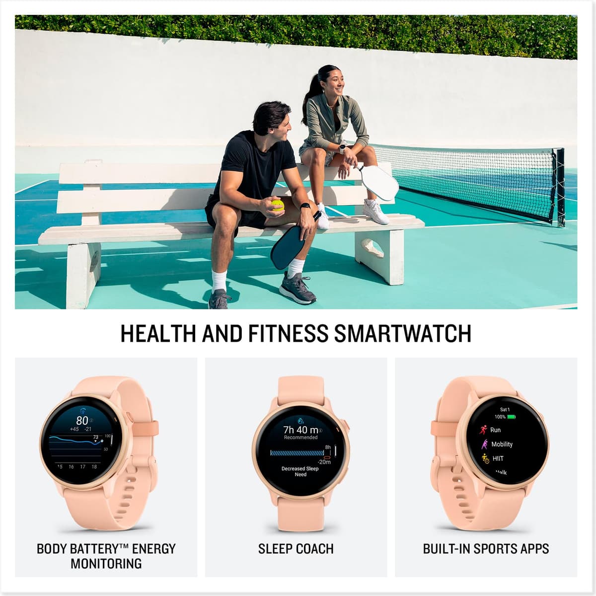 Garmin vívoactive 6, Amazon Exclusive, 42mm GPS smartwatch, AMOLED touchscreen, all-day health monitoring,fitness features,advanced sleep coaching,Music, up to 11 days battery life, Pebble Grey — view 2