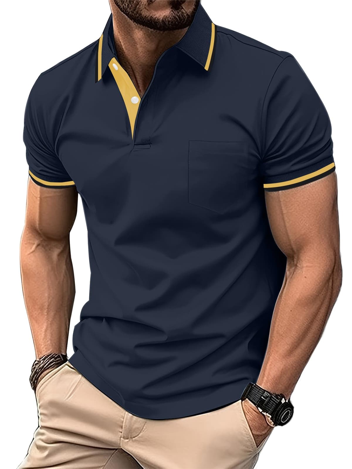 zitysport Polo Hombre Manga con Bolsillo en el Pecho Golf Polo Transpirable de Secado Rápido Poloshirt Deporte Hombre Slim Fit Tshirt Verano Camisa Hombre — view 22