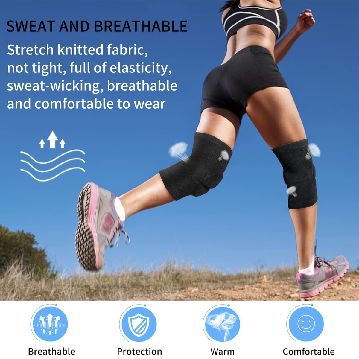 EULANT Rodilleras Voleibol para Jóvenes y Adultos,Anticolisión Rodillera Suaves,Elástica Protector Rodilla para Balonmano Futbol Baloncesto Moto Patinaje Artístico Baile Entrenamiento Pilato — view 2