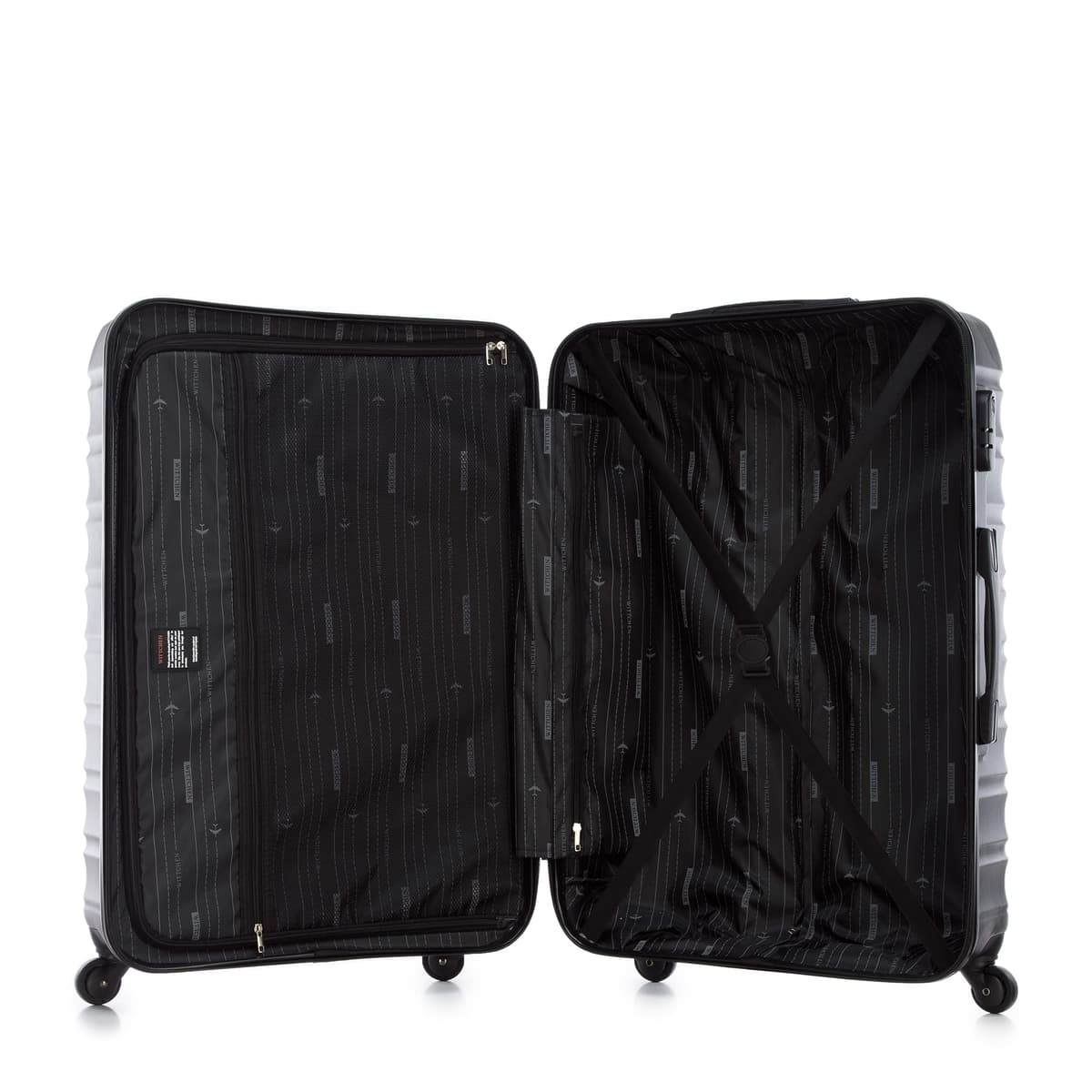 WITTCHEN Maleta Grande Trolley ABS rígido para facturación con 4 Ruedas giratorias Cerradura de combinación asa telescópica Groove Line Negro Ryanair/Vueling/Iberia/easyJet/Iberia Express — view 5