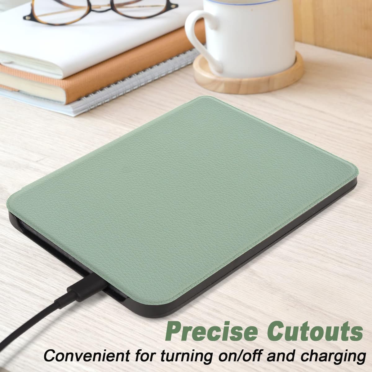 DMluna Funda para Kobo Clara Colour/BW/ 2E, Tolino Shine Colour/Shine 5/4, Cubierta de Cuero PU Premium, Auto Sleep/Wake, Delgada y Ligera, Ajuste Preciso, Verde Agave — view 6