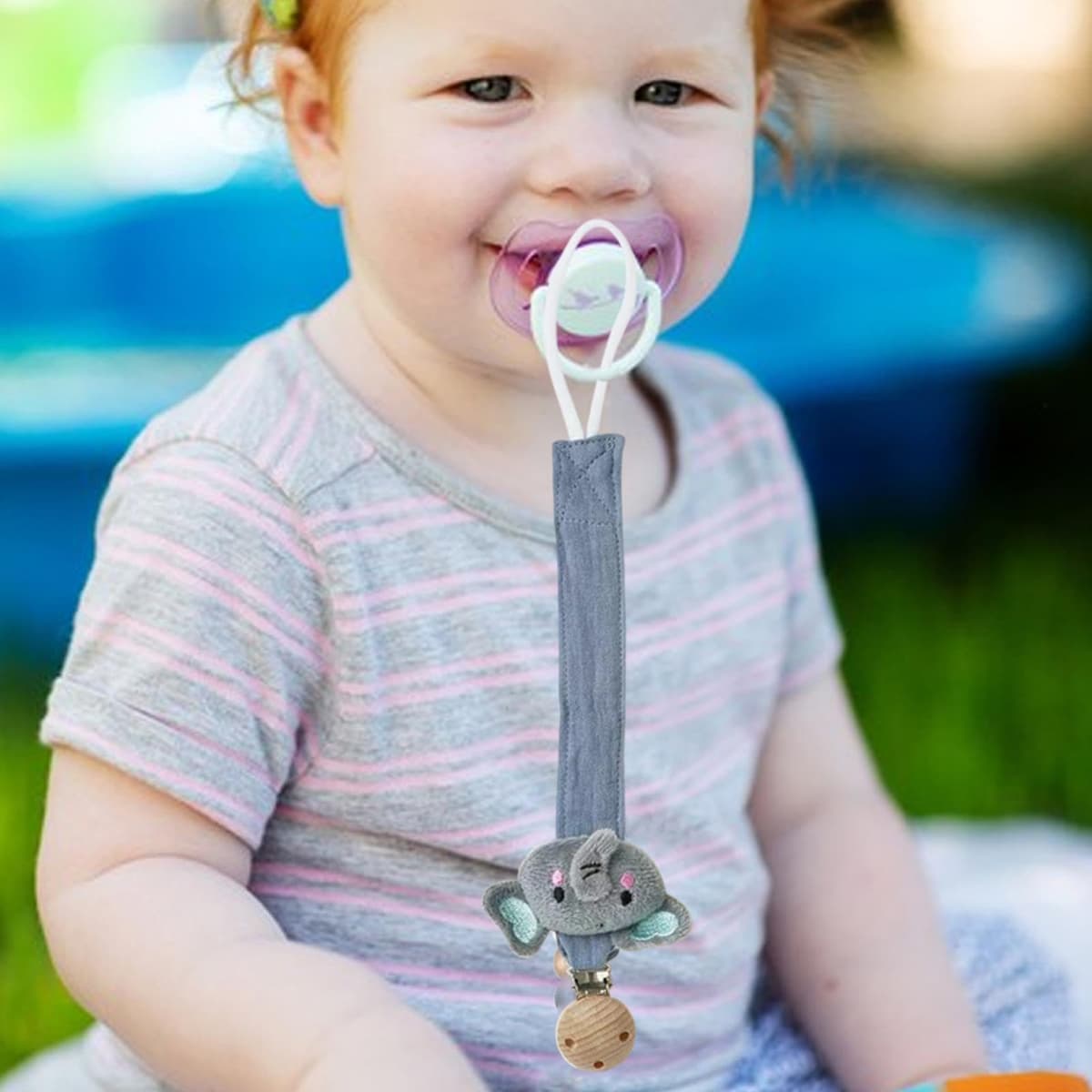 Pacifier Holder - Teething Ring Strap for Pacifiers | Animal Shaped Anti Lost Holder, Soft Silicone, Teether and Hiccup Towel Clip Holders 27x7x3cm/10.63x2.76x1.18 Inches — view 2