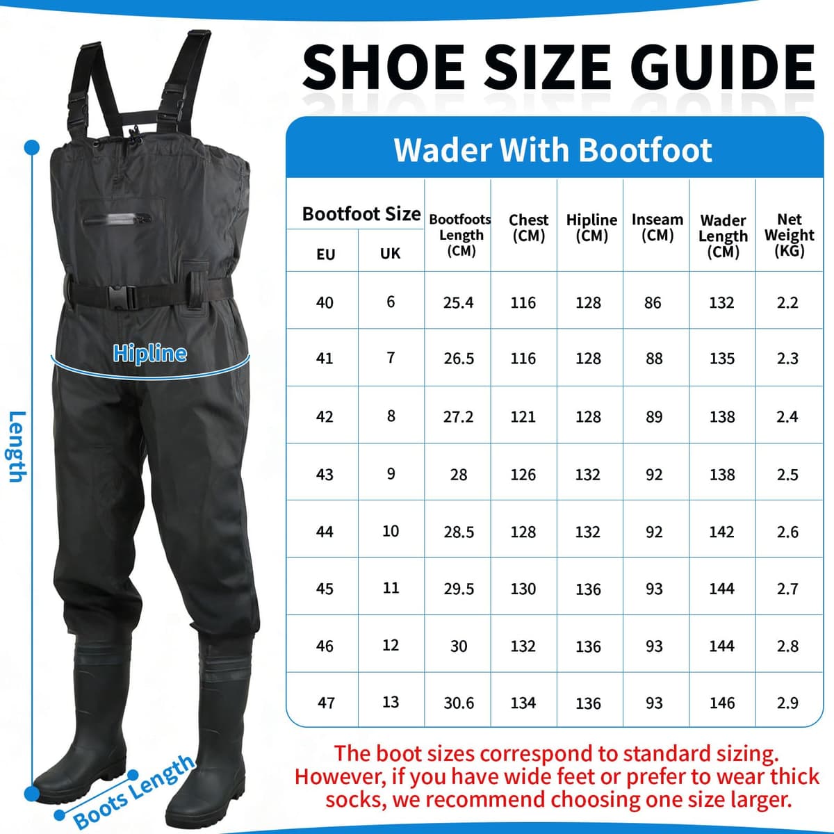 SWAWIS Vadeadores de Pesca para Hombres Impermeables Transpirables Mujeres Caza Vadeadores Transpirables e Impermeables, Ideales para Obras de Construcción, Pesca y Granjas 42-46W — view 3