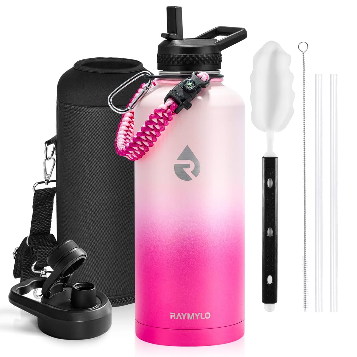 RAYMYLO One Gallon Water Bottle Insulated, Triple Walled Vacuum Stainless Steel (Cold for 48 Hrs), Leak Proof & Non-BPA, Large Water Flask Jug with Paracord Handle & Straw Spout Lids — view 18
