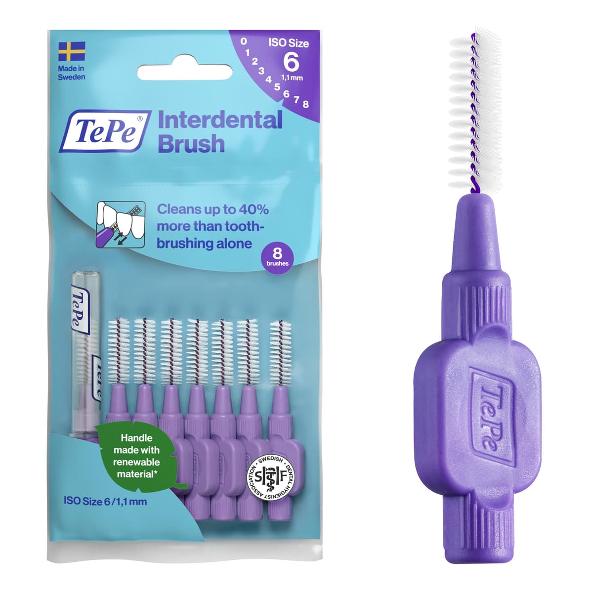 TePe Interdental Brush, Original, Yellow, 0.7mm/ISO 4, 8pcs, efficient Cleaning Between Teeth, Plaque Remover and Dental flosser for Small Gaps — view 34