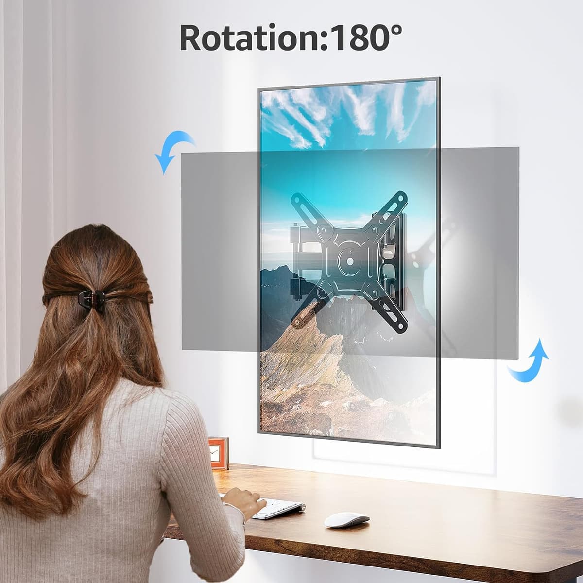 MOUNTUP TV Wall Bracket for Most 14-42 Inch LED, LCD, OLED Flat TVs & Monitors, Full Motion TV Mount with Tilt Swivel Extensi