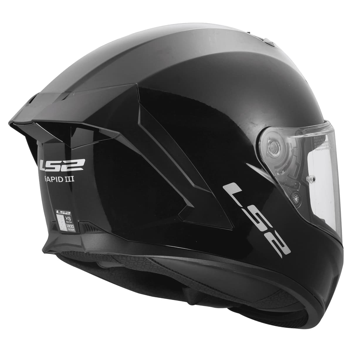 LS2, Integral Motorcycle Helmet RAPID III Solid Gloss Black — view 3