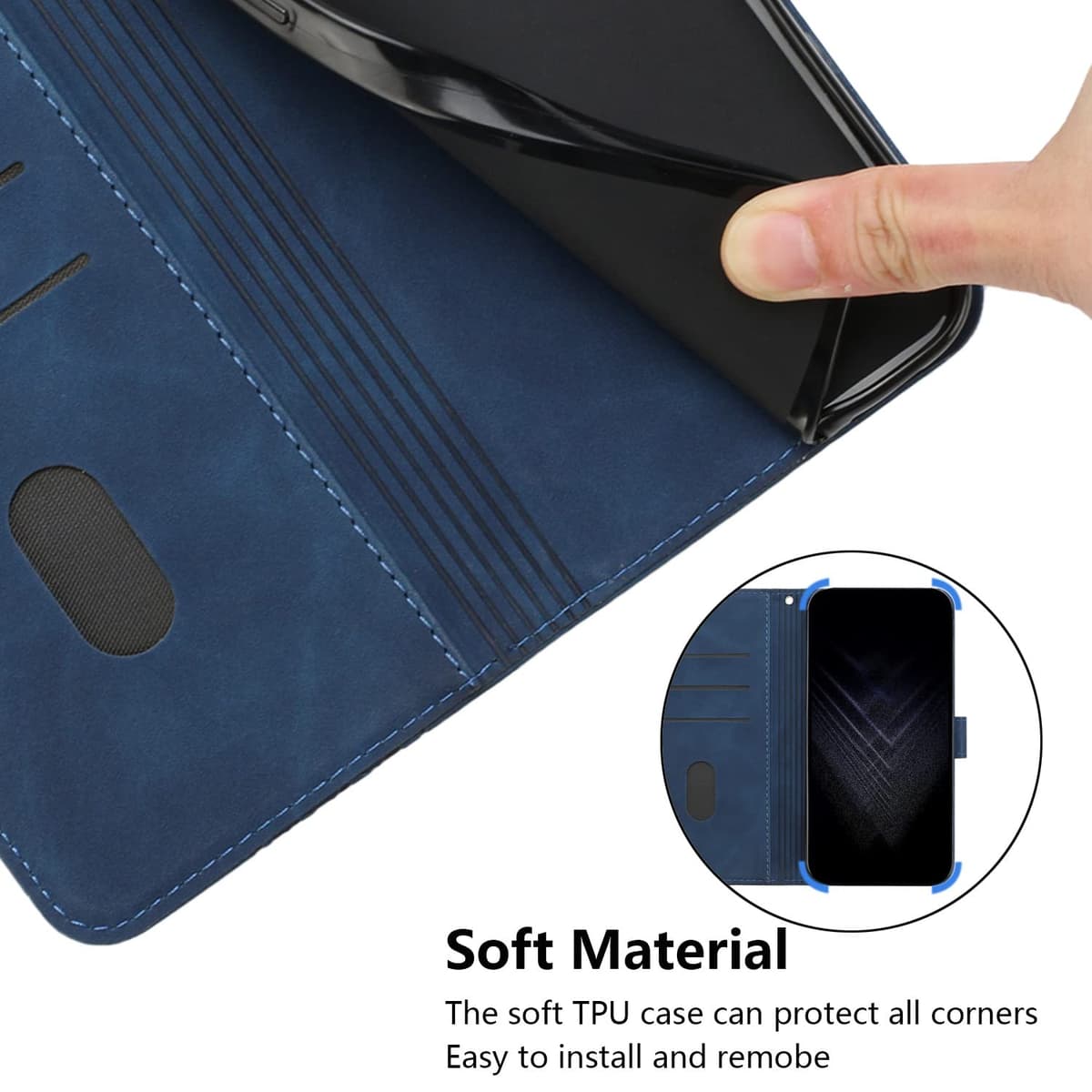 Compatible With Motorola Moto G22 Case, Wallet Case PU Premium Leather with Card holder Slots Magnetic Shockproof Protect Flip Cover Bookstyle Phone Cases Cover for Motorola Moto G22 (Blue) — view 4