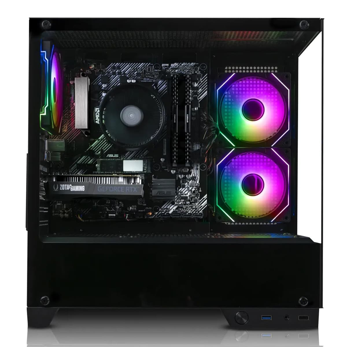 ADMI Gaming PC, AMD Ryzen 7 5700X, NVIDIA RTX 5060 8GB GDDR7, DDR4 16GB, NVMe 1TB, WiFi, Charger RGB Case (Black), Windows 11 — view 4
