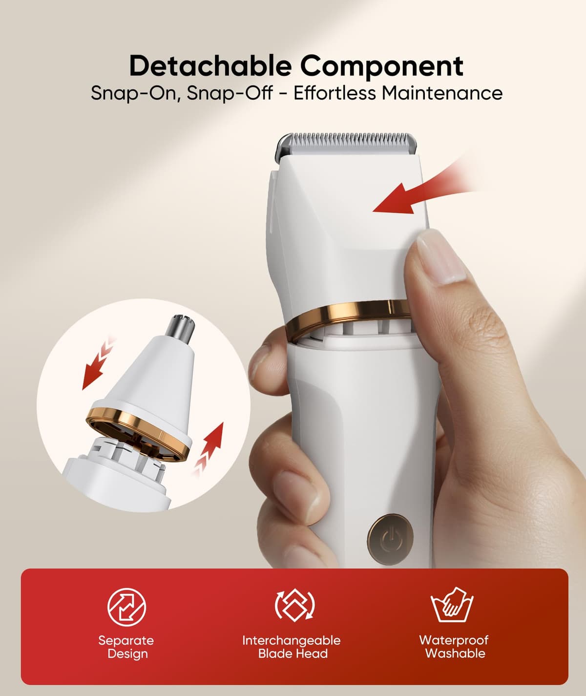 Lady Shavers for Women 3-in-1,Bikini Trimmer Woman IPX7 Waterproof,Nose Trimmer Rechargeable,Pubic Hair Trimmer for Women Wet and Dry,Painless Electric Foil Shaver for Body,Arms Legs Underarms, White — view 6