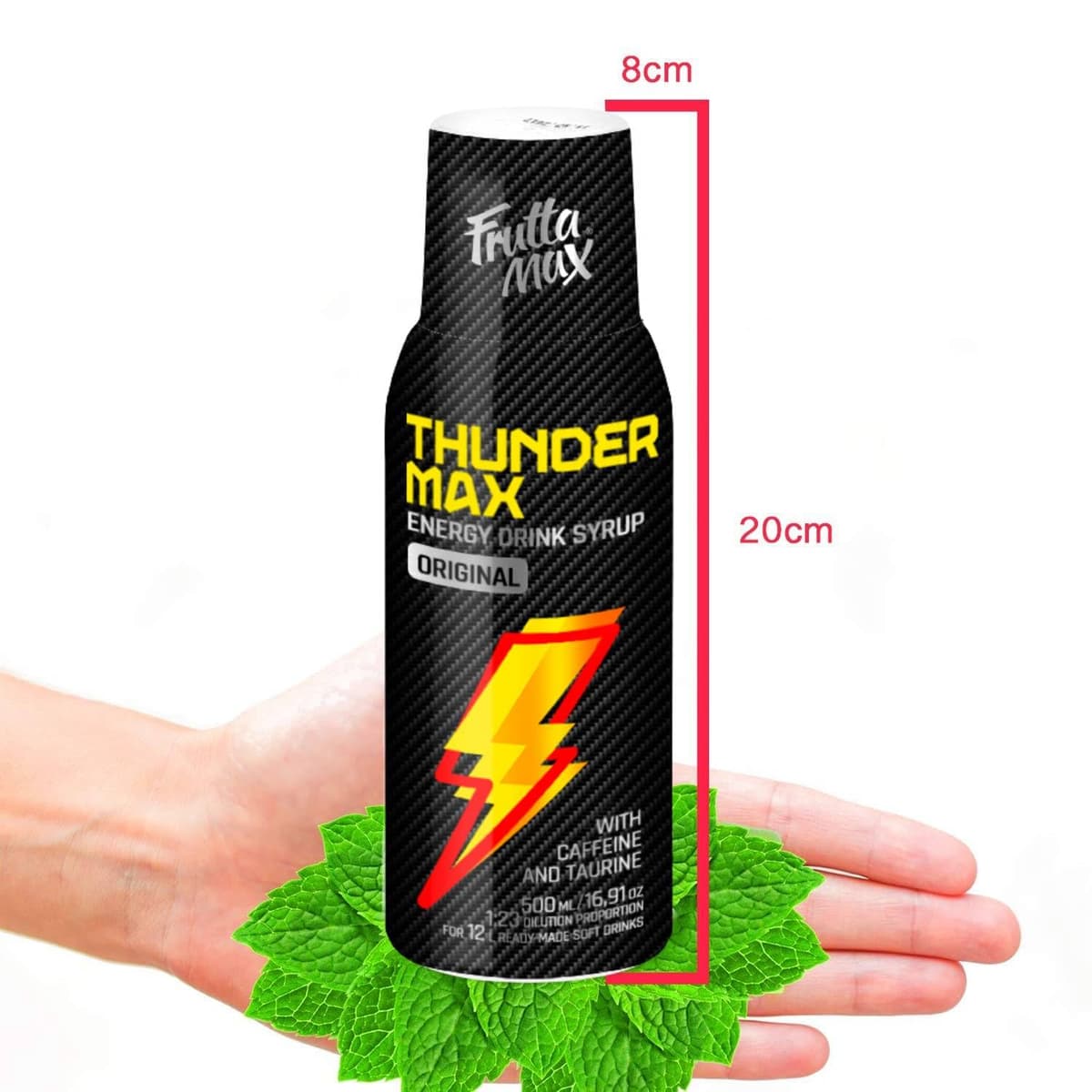 FruttaMax Energy Drink Syrup – Fizzy Caffeinated Syrup with Low Sugar | Soda Maker Compatible, Great for Active Lifestyle 500ml - ThunderMax — view 5
