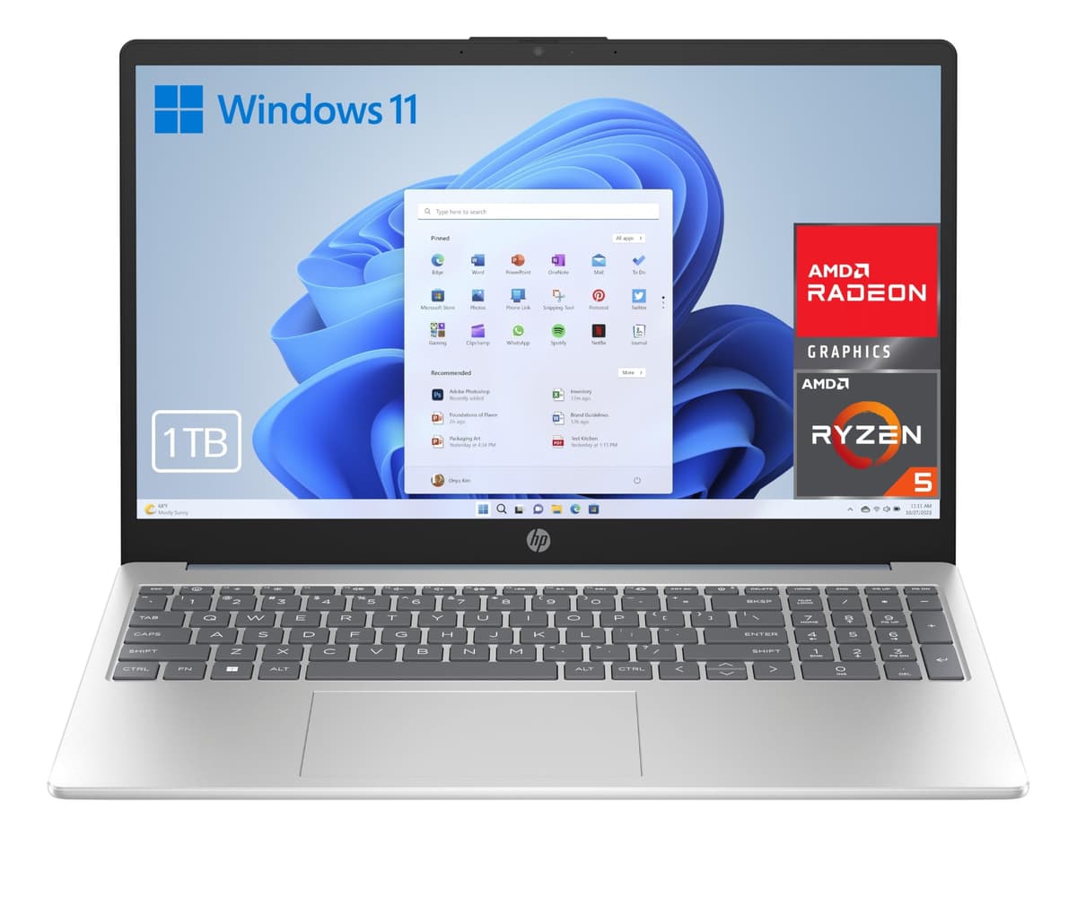 HP 15-fc0243ns - Ordenador portátil de 15.6" FHD (AMD Ryzen 7-7730U, 32 GB RAM, 1TB SSD, AMD Radeon Graphics, Windows 11) Plata y Azul - Teclado QWERTY Español — view 10
