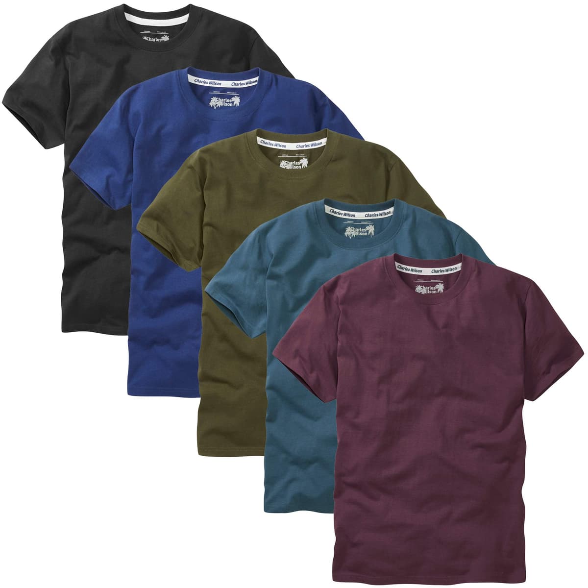 Charles Wilson Paquete 5 Camisetas Cuello Redondo Lisas — view 4