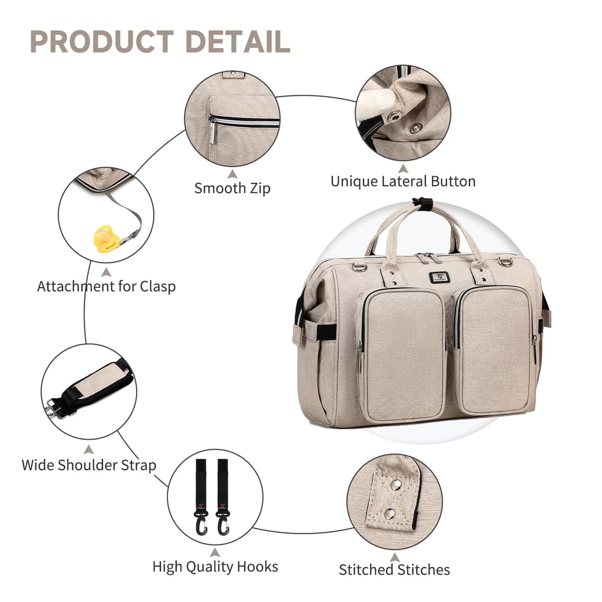 Pomelo Best Baby Changing Bag with Pram Clips and Changing Mat — view 3