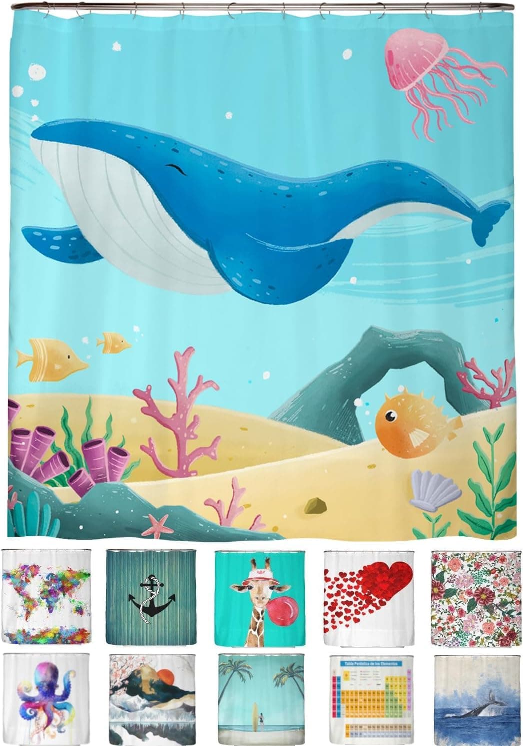arteneur® - Cortina de Ducha 180x200 - Cortina de Baño Antimoho de Tela, Impermeable, Lavable y Opaco con Dobladillo Ponderado y Anillas (Tabla Periódica Española) — view 123