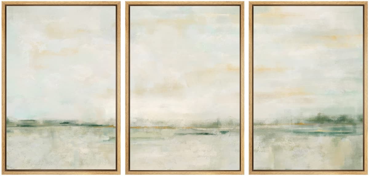 SIGNWIN Framed Canvas Print Wall Art Set Coastal Serenity Abstract Seaside Illustrations Modern Art Decorative Rustic Calm/Zen for Living Room, Bedroom, Office - 24"x36"x3 Natural — view 73