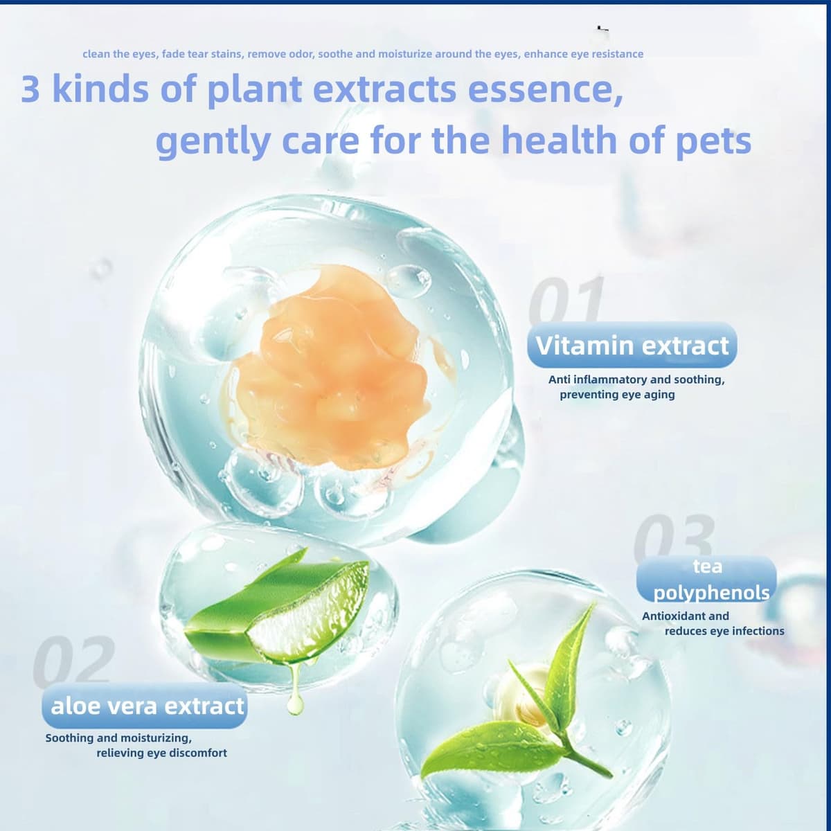 Eye Wipes for Dogs, 200 Pads Pet Tear Stain Cleaning Wipes for Eye Care of Dogs and Cats, Mild Ingredient, Gently Remove Pet Tear Stain, Eye Debris, Discharge, Mucus Secretions - Safe Ingredients — view 2