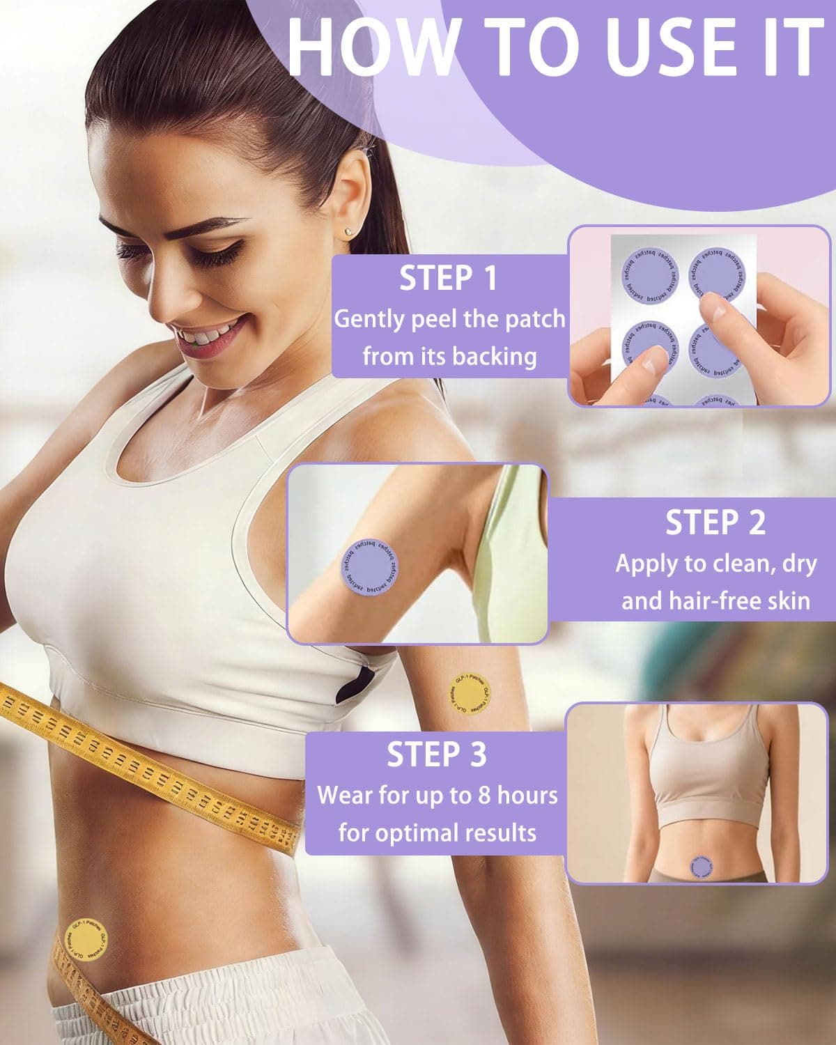 GRETY Parches GPLP-1 Para El Equilibrio Metabólico, Soporte de Forma Saludable, Pegatinas de Ayuda al Metabolismo de Apoyo para La Piel del Vientre Toda La Piel | 60Pcs — view 3