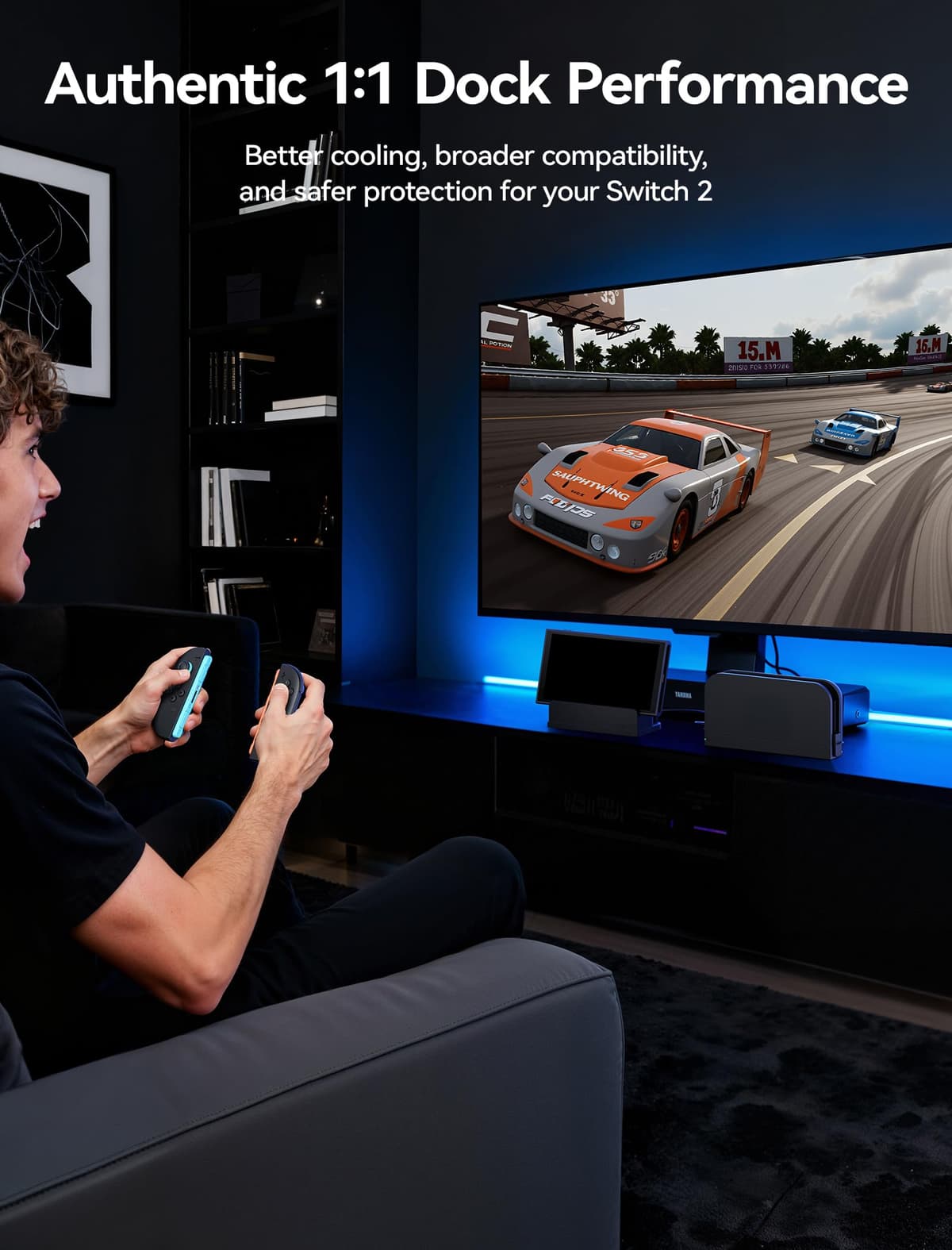 JSAUX Cable Extensor con Soporte para Dock de Switch 2, Extensión USB C de 35 cm, Carga Rápida y Datos 10 Gbps, Salida de Video 4K a 60 Hz, Función Dock 1:1, Ventilación Pasiva, para Fundas Gruesas — view 4