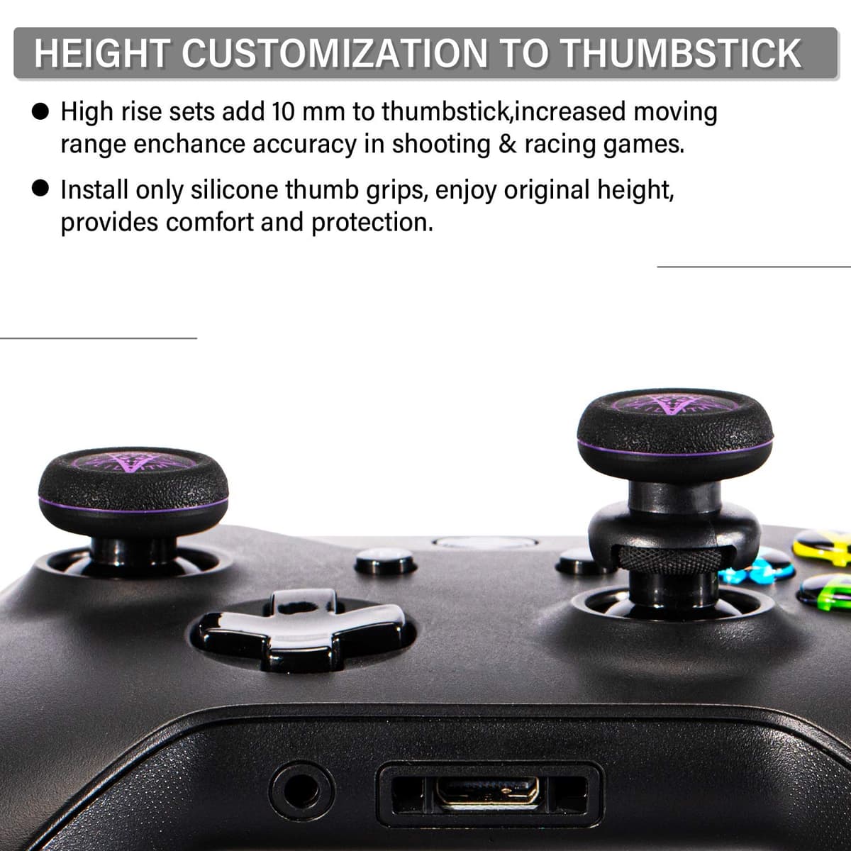 FPS Thumbstick Extender & Printing Rubber Silicone Grip Cover 2 Sets for Xbox Series X/S & Xbox One Controller (Demon Summon) — view 3