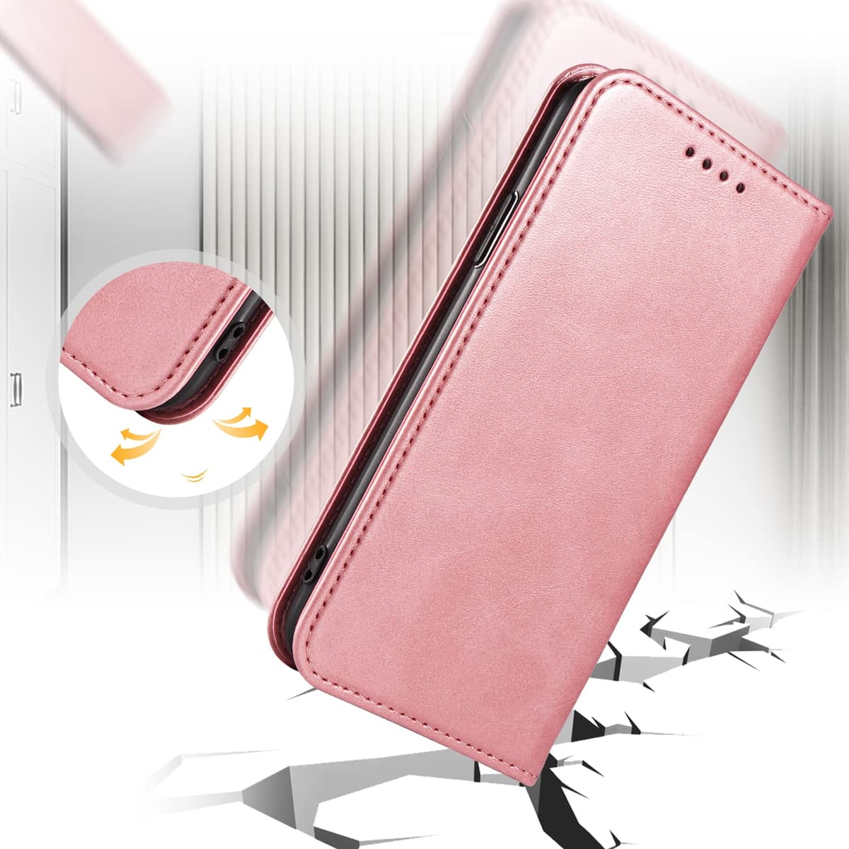 Case for OnePlus Nord 2 5G, Classic PU Leather Magnetic Wallet Case, Flip Folio Protective Phone Cover Compatible with OnePlus Nord 2 5G, Rose Gold — view 6