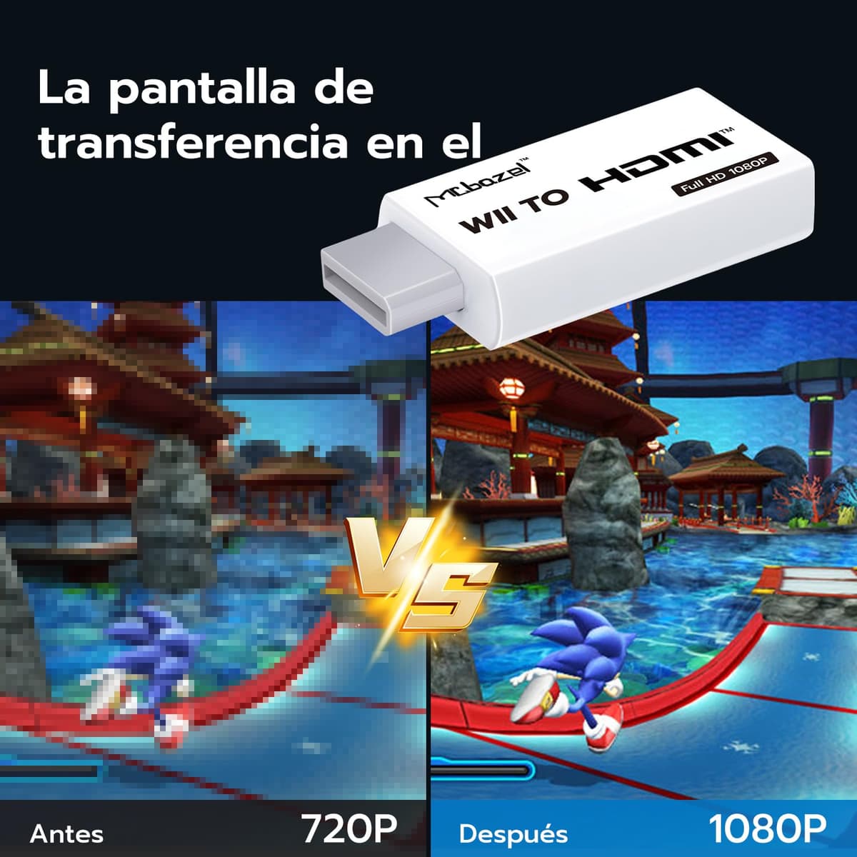 Mcbazel Wii a HDMI Converter, Convertidor de Adaptador Wii HDMI de Video Full HD 1080P con Audio de 3.5mm — view 3