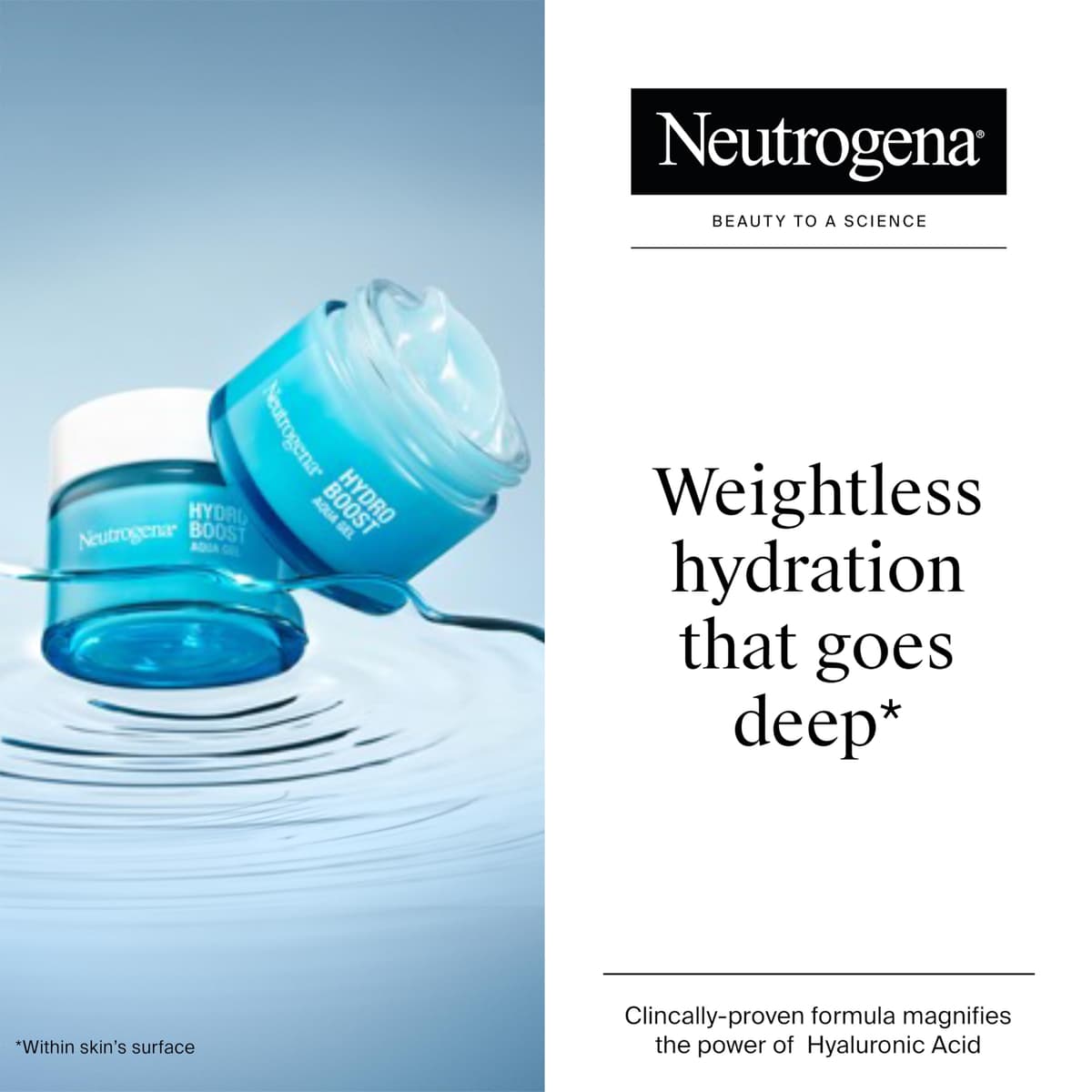 Neutrogena Hydro Boost Water Gel (1x 50ml), Oil-Free Face Cream with Hyaluronic Acid, Amino Acids and Electrolytes, Lightweight Face Care with 72 Hour Hydration, For Acne-Prone and Sensitive Skin — view 2