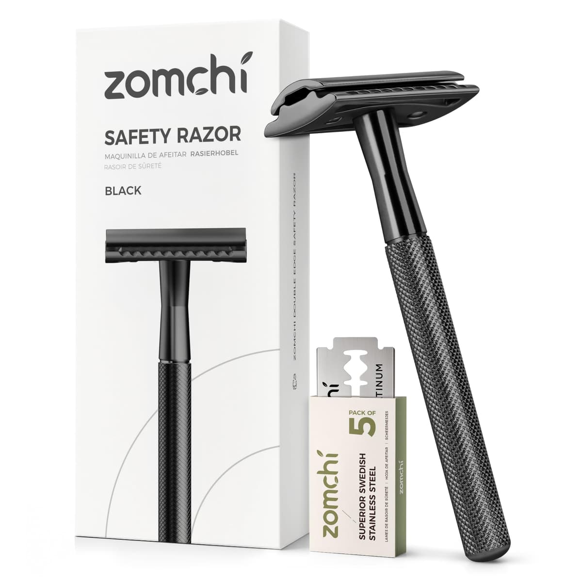 Maquinilla de afeitar de seguridad de doble filo con soporte en plata, maquinilla de afeitar clásica para hombre con 10 cuchillas, construcción de acero inoxidable duradera y duradera — view 22